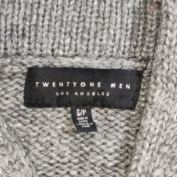 Forever 21 Twentyone Men Wool Blend Hooded Button Up Sweater Jacket Size S Gray - Picture 2 of 4